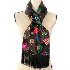 Diane von Furstenberg VINTAGE 1995 Black Multicolor COLOR AUTHORITY Scarf